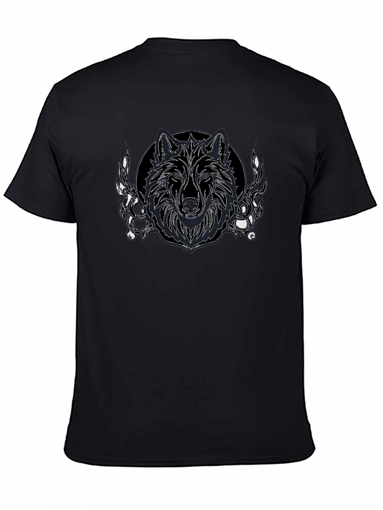 Wolf Graphic Print Black T-Shirt