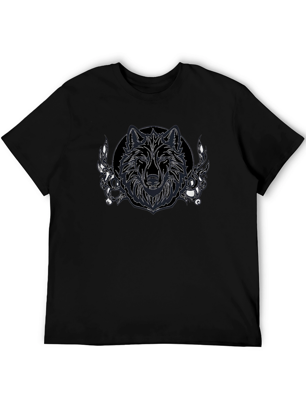 Wolf Graphic Print Black T-Shirt