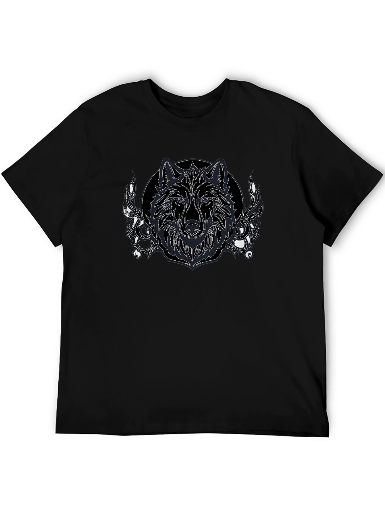 Wolf Graphic Print Black T-Shirt
