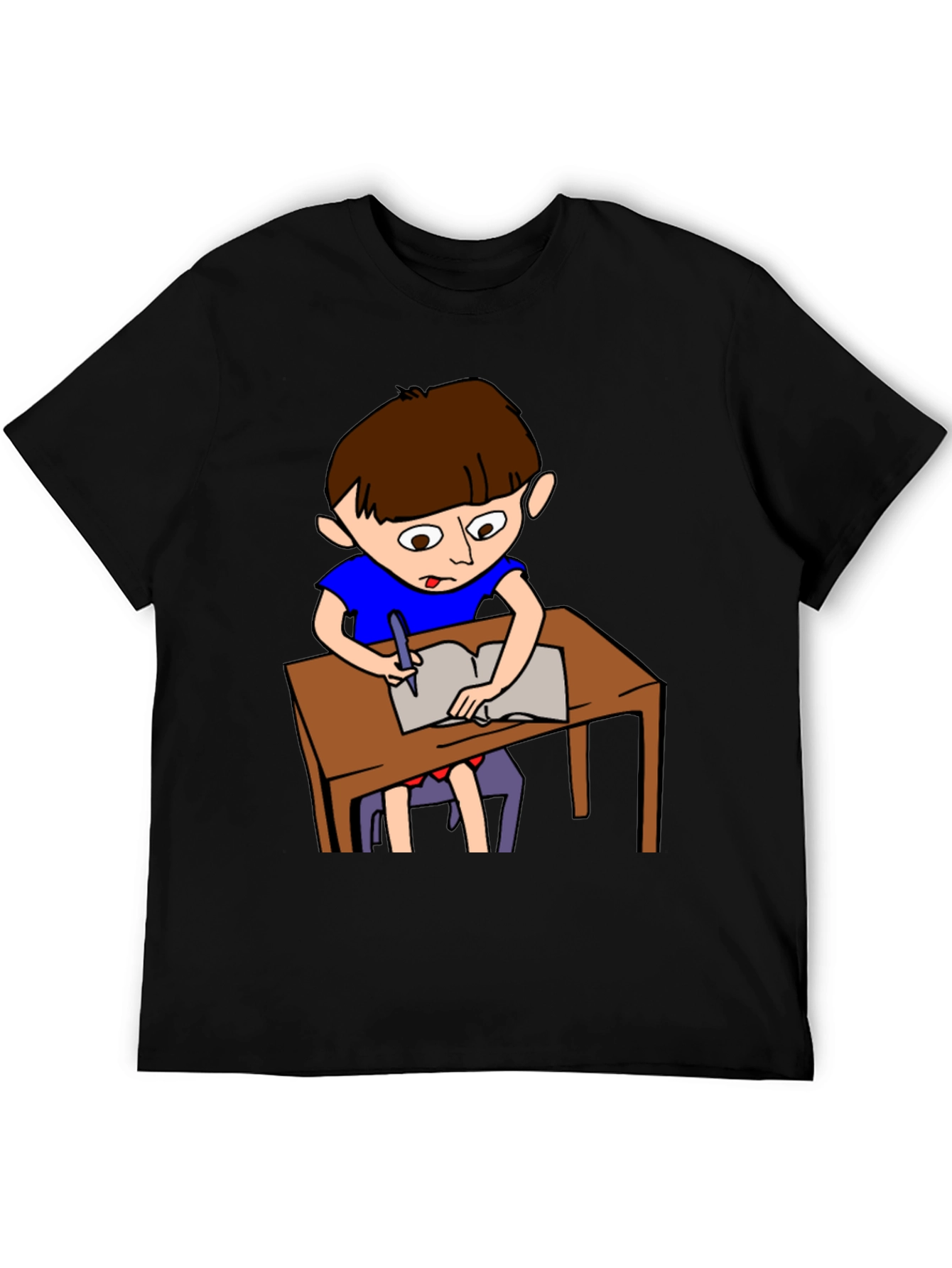 Cartoon Boy Writing Novelty T-Shirt