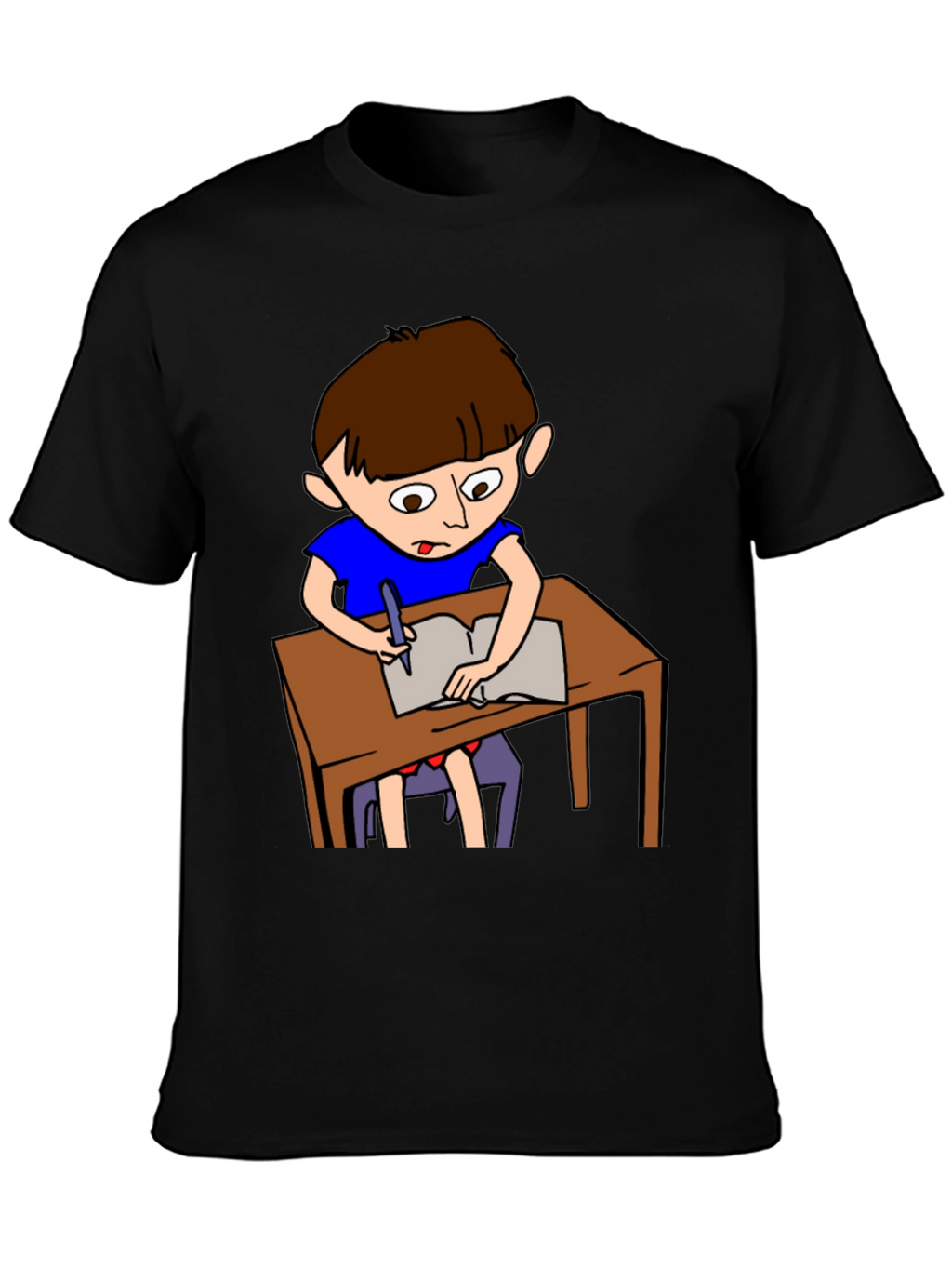 Cartoon Boy Writing Novelty T-Shirt