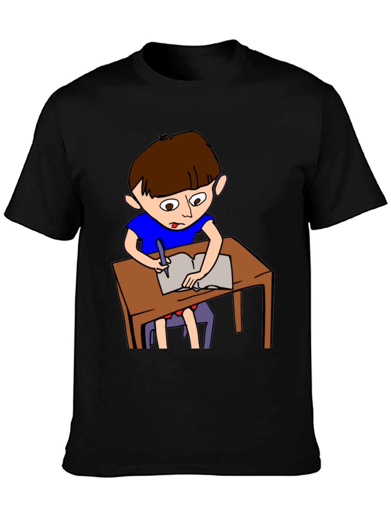 Cartoon Boy Writing Novelty T-Shirt