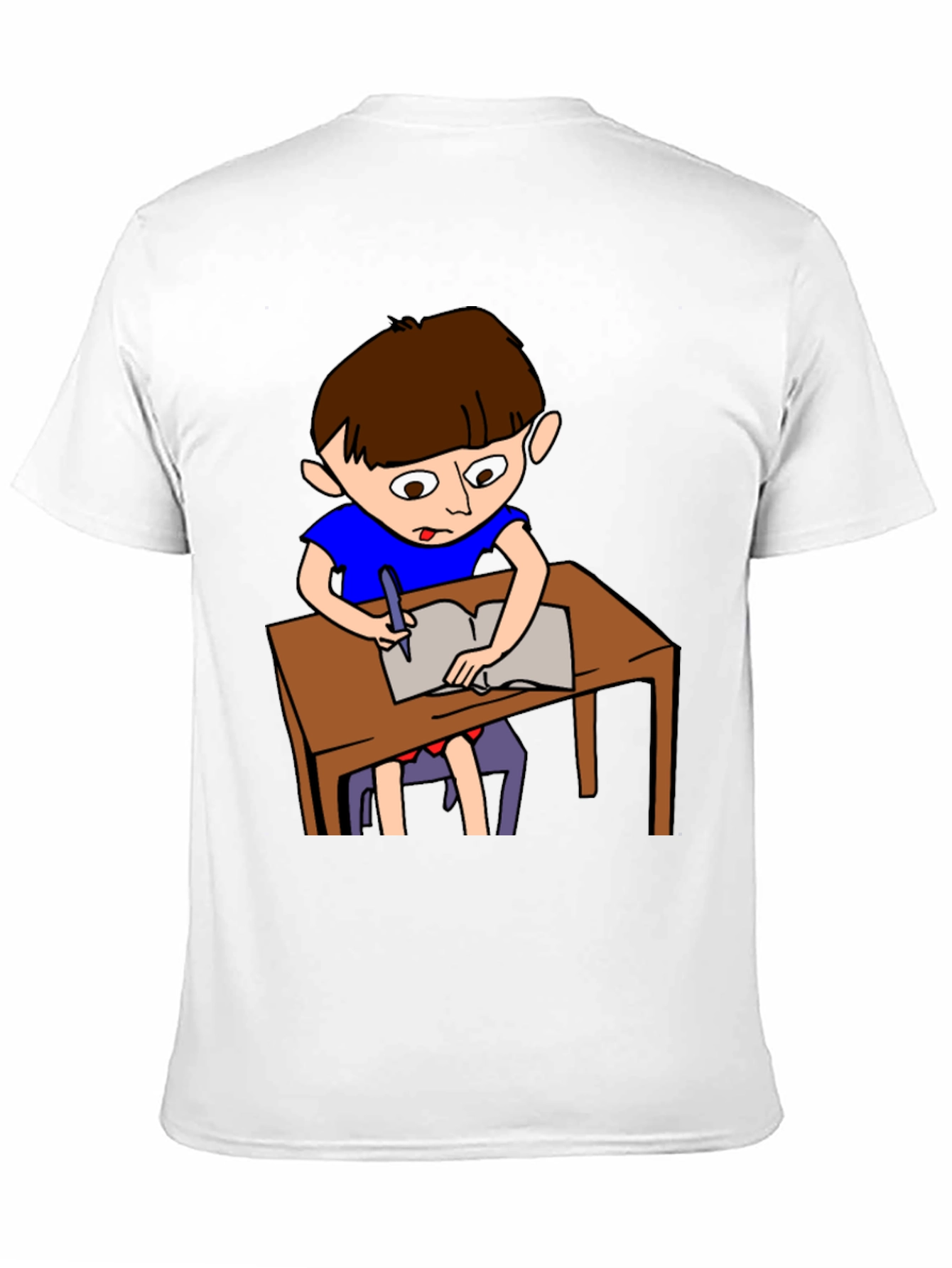 Cartoon Boy Writing Novelty T-Shirt