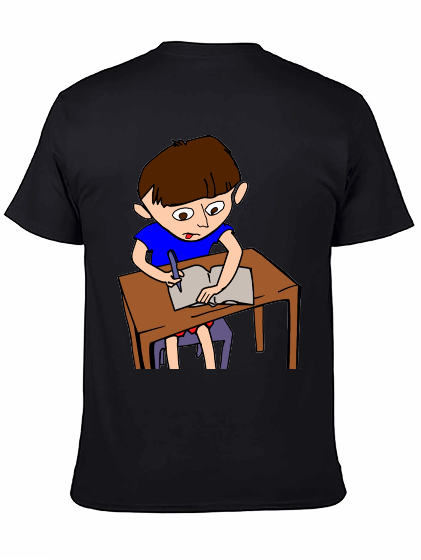 Cartoon Boy Writing Novelty T-Shirt
