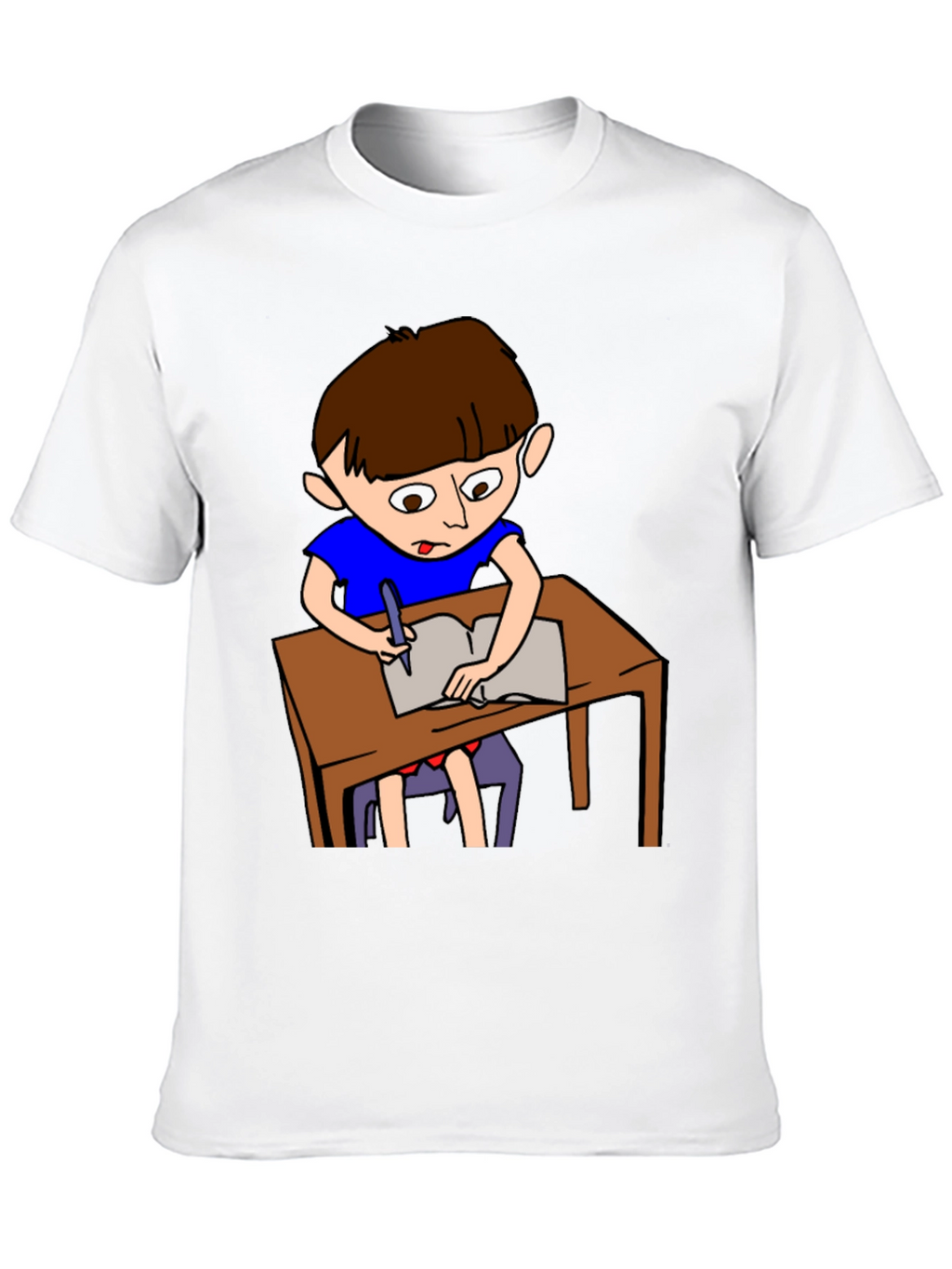 Cartoon Boy Writing Novelty T-Shirt