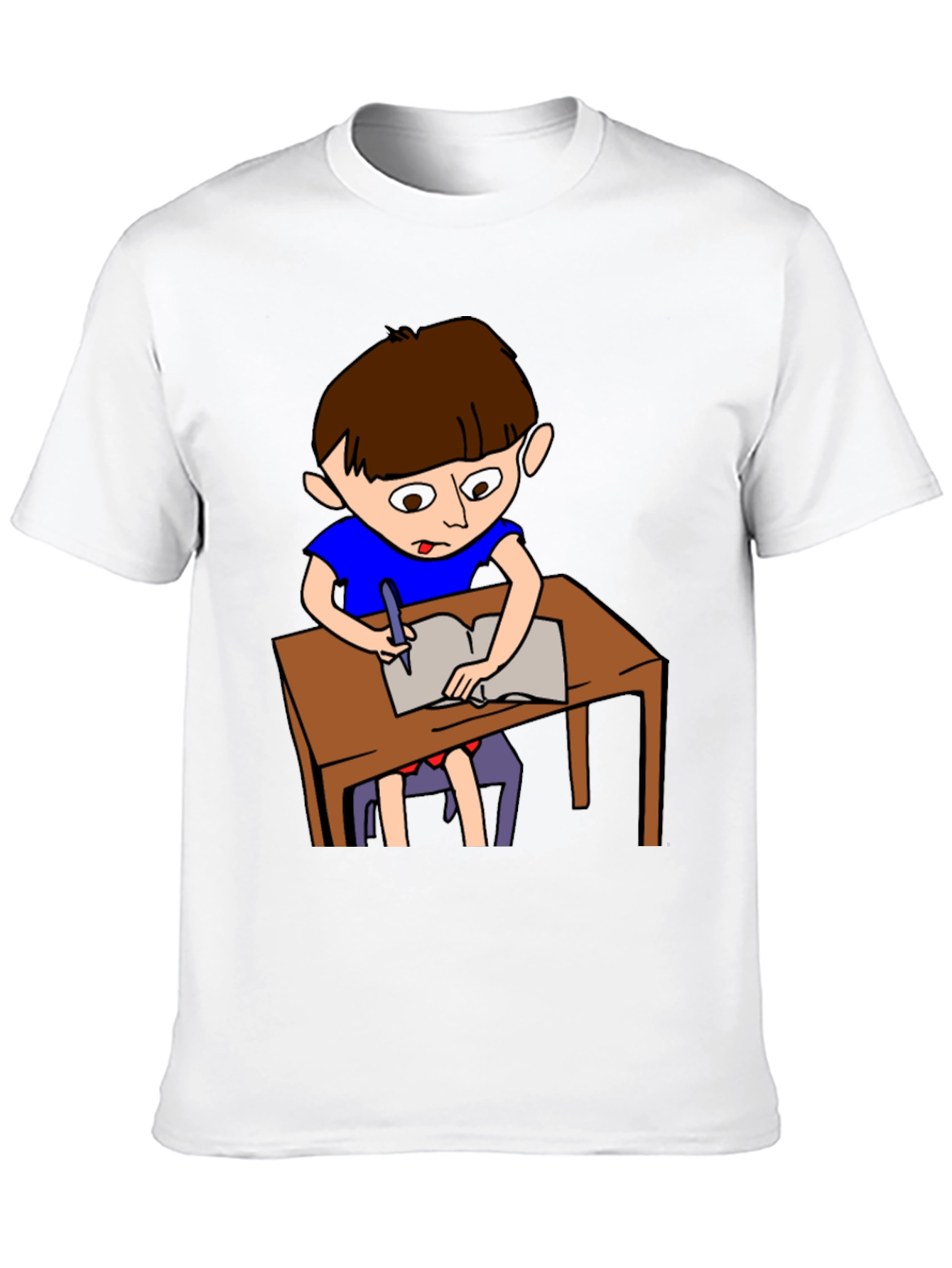 Cartoon Boy Writing Novelty T-Shirt