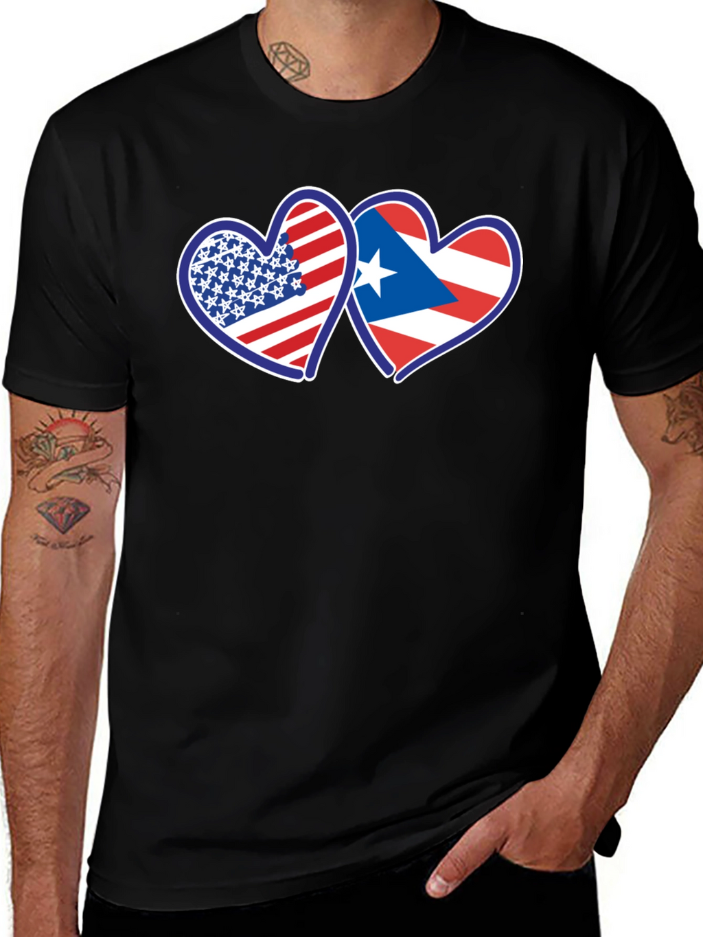 USA Puerto Rico Hearts T-Shirt
