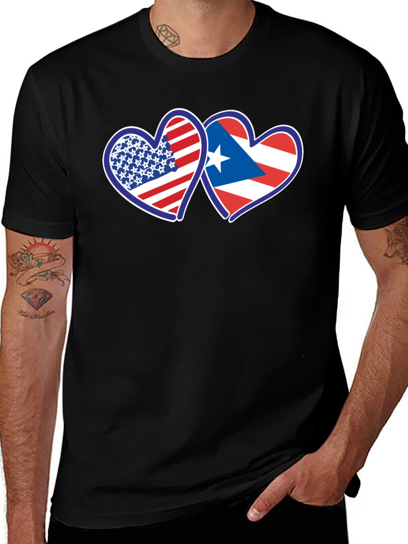 USA Puerto Rico Hearts T-Shirt