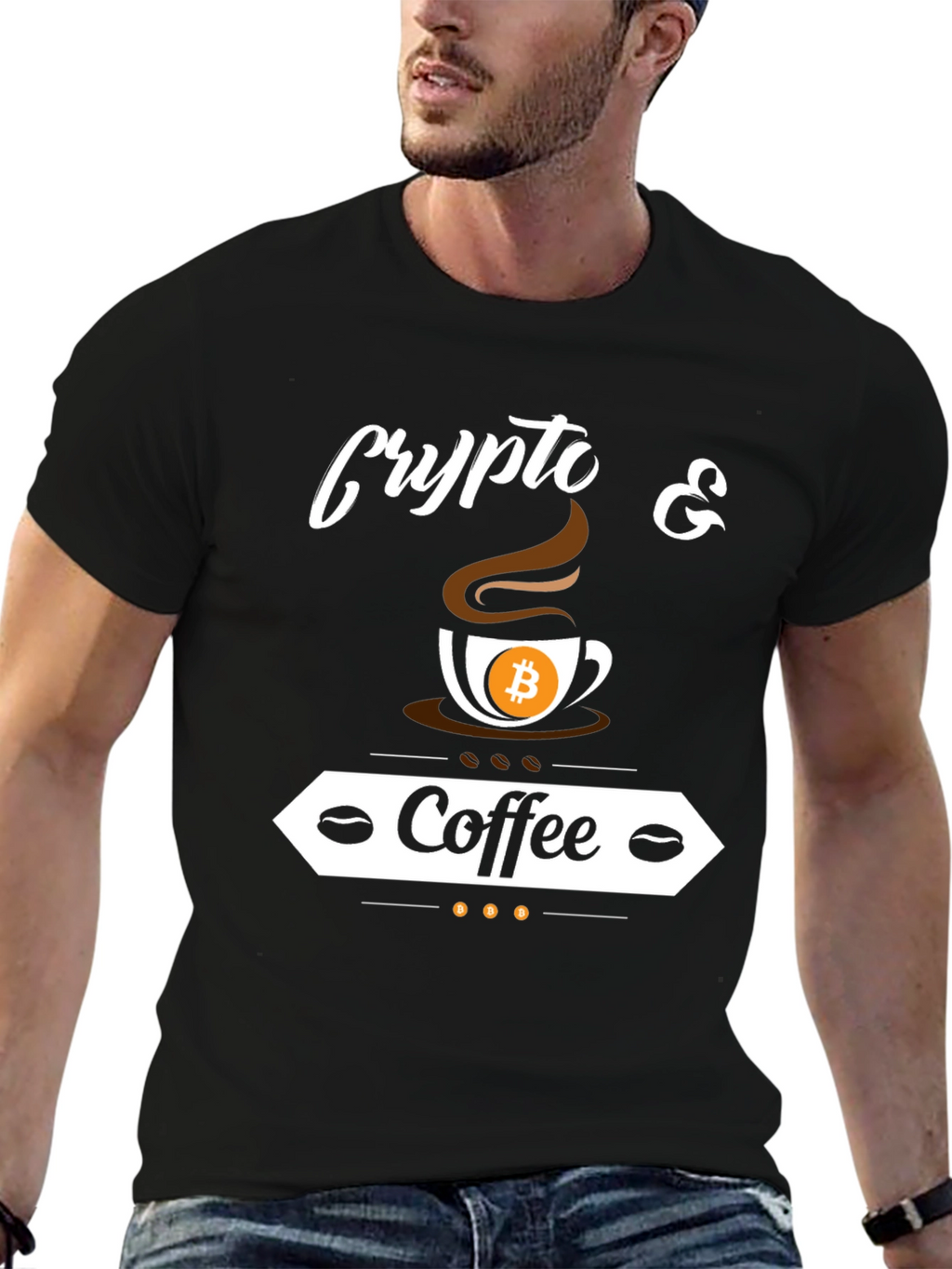 Crypto & Coffee Bitcoin T-Shirt - Black
