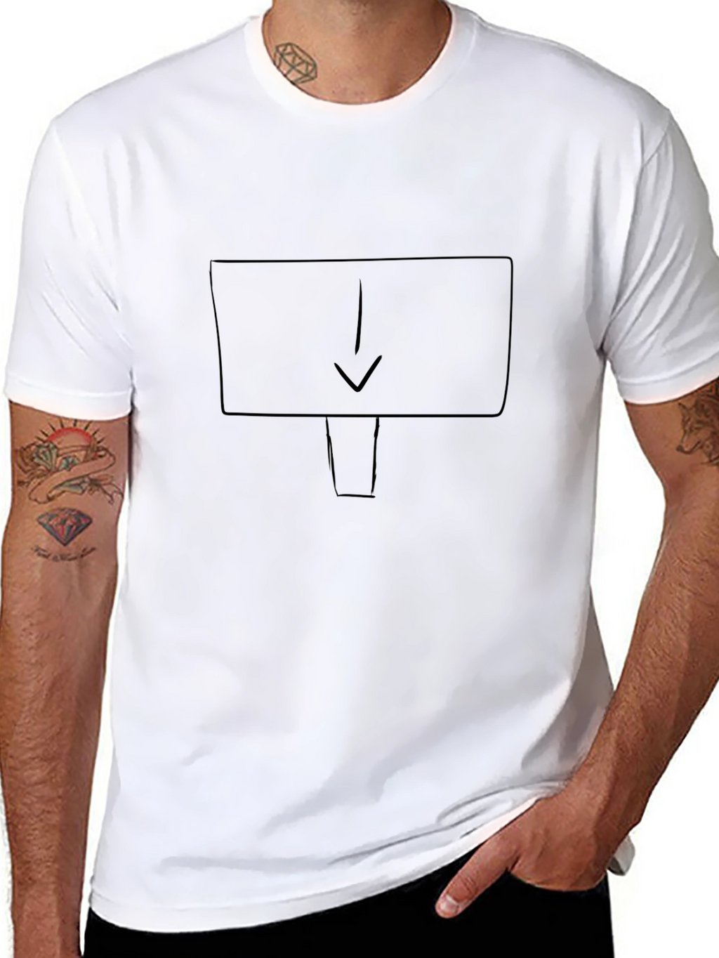 Mens Black Graphic T-Shirt - Down Arrow Design