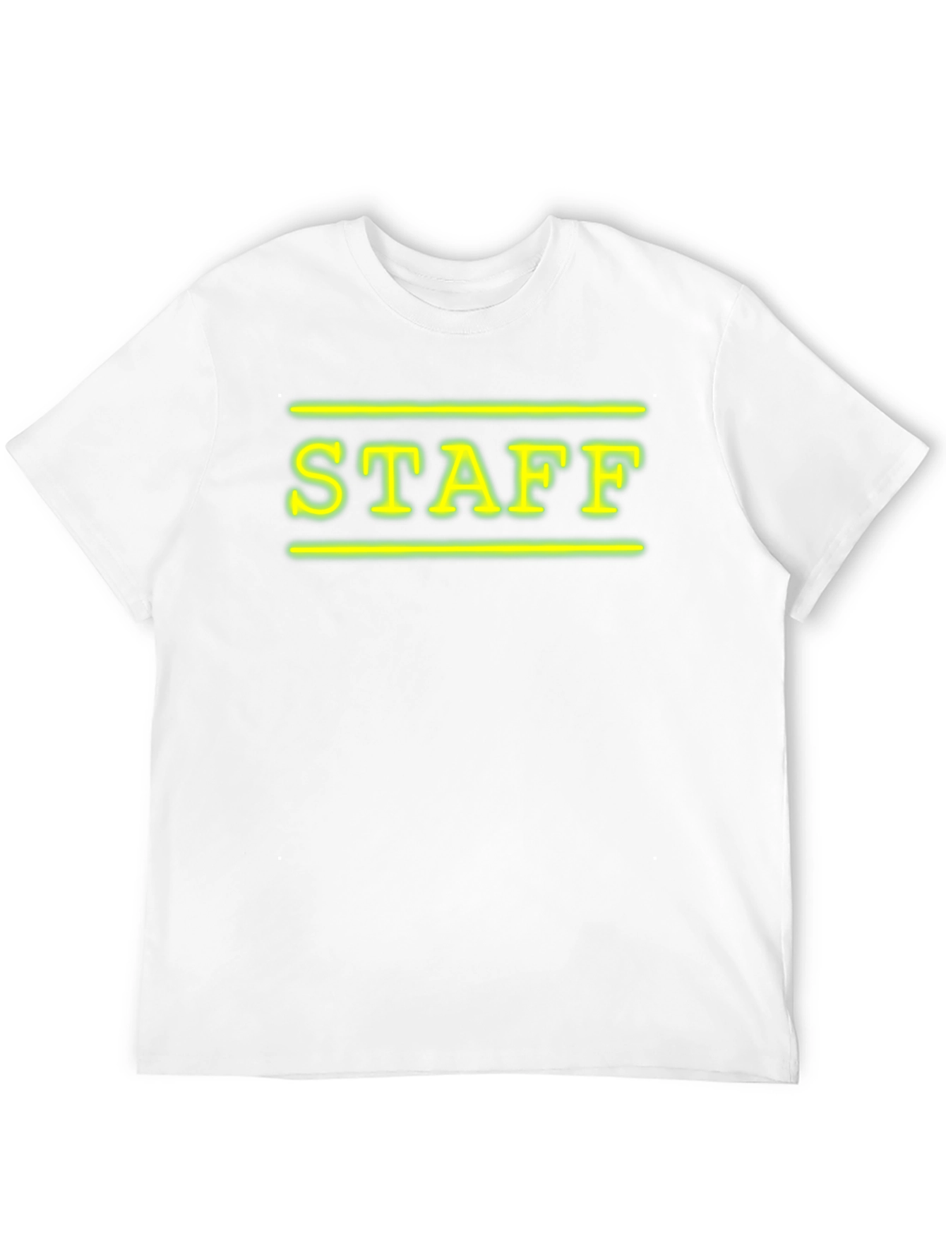 Neon STAFF Graphic T-Shirt - Black Crew Neck
