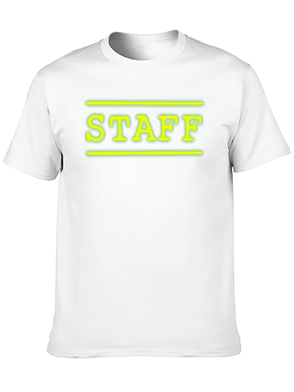Neon STAFF Graphic T-Shirt - Black Crew Neck