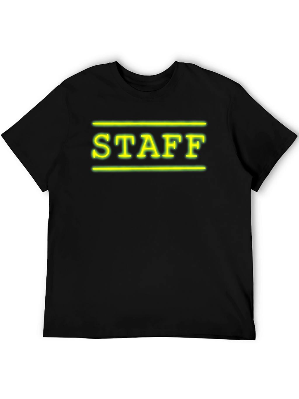 Neon STAFF Graphic T-Shirt - Black Crew Neck