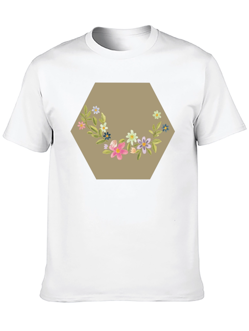 Floral Hexagon Graphic Tee - Black