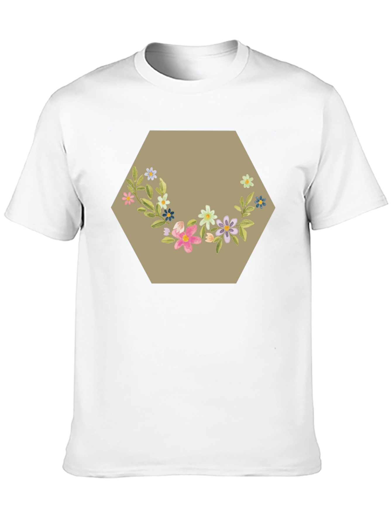 Floral Hexagon Graphic Tee - Black