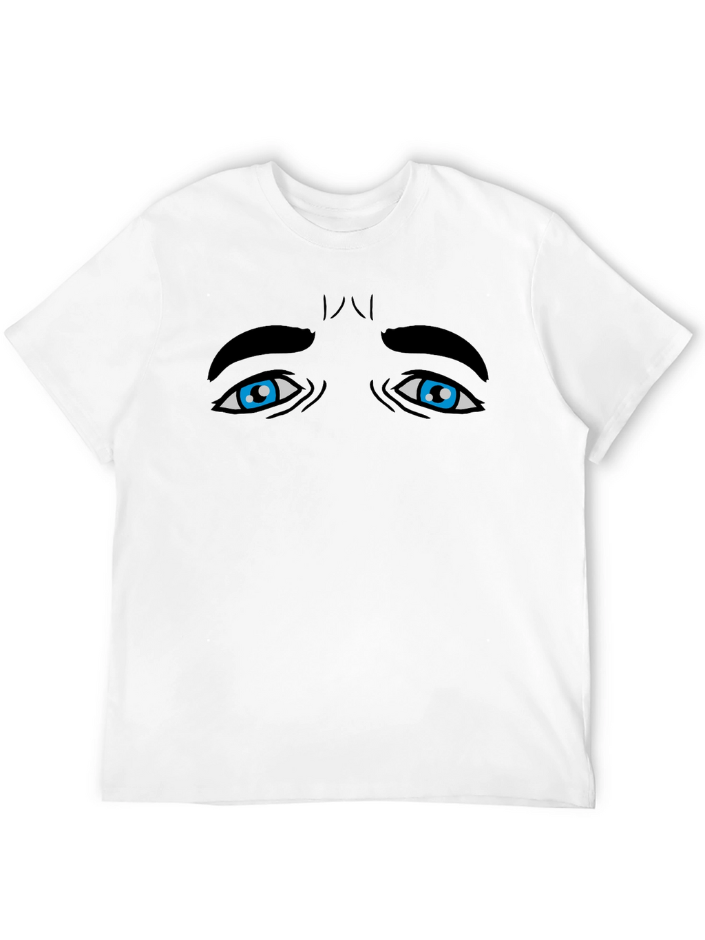 Expressive Blue Eyes Graphic Tee - Black Cotton