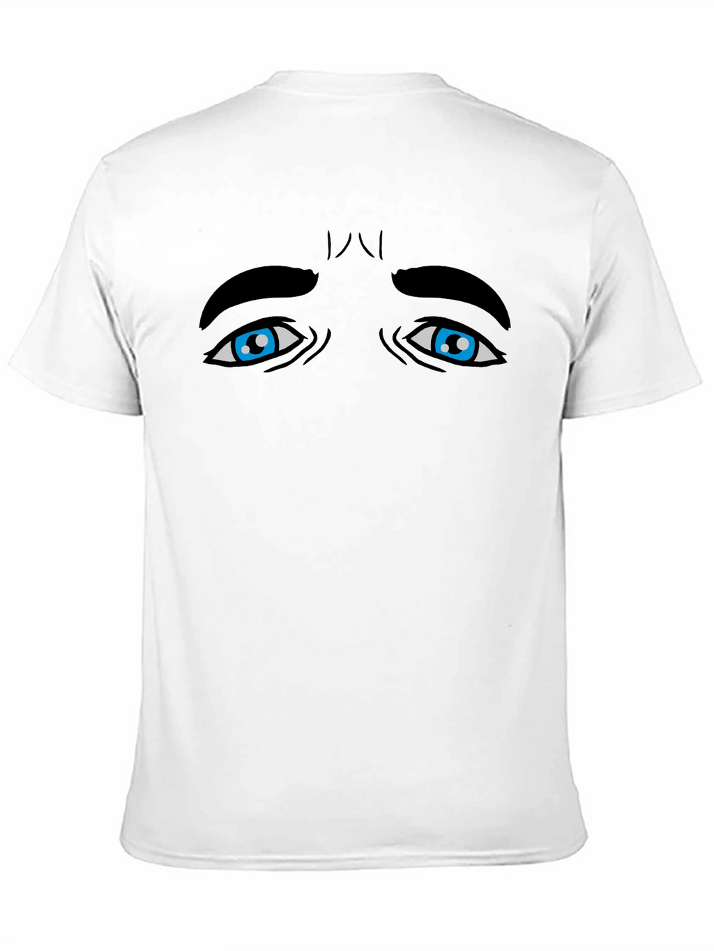 Expressive Blue Eyes Graphic Tee - Black Cotton