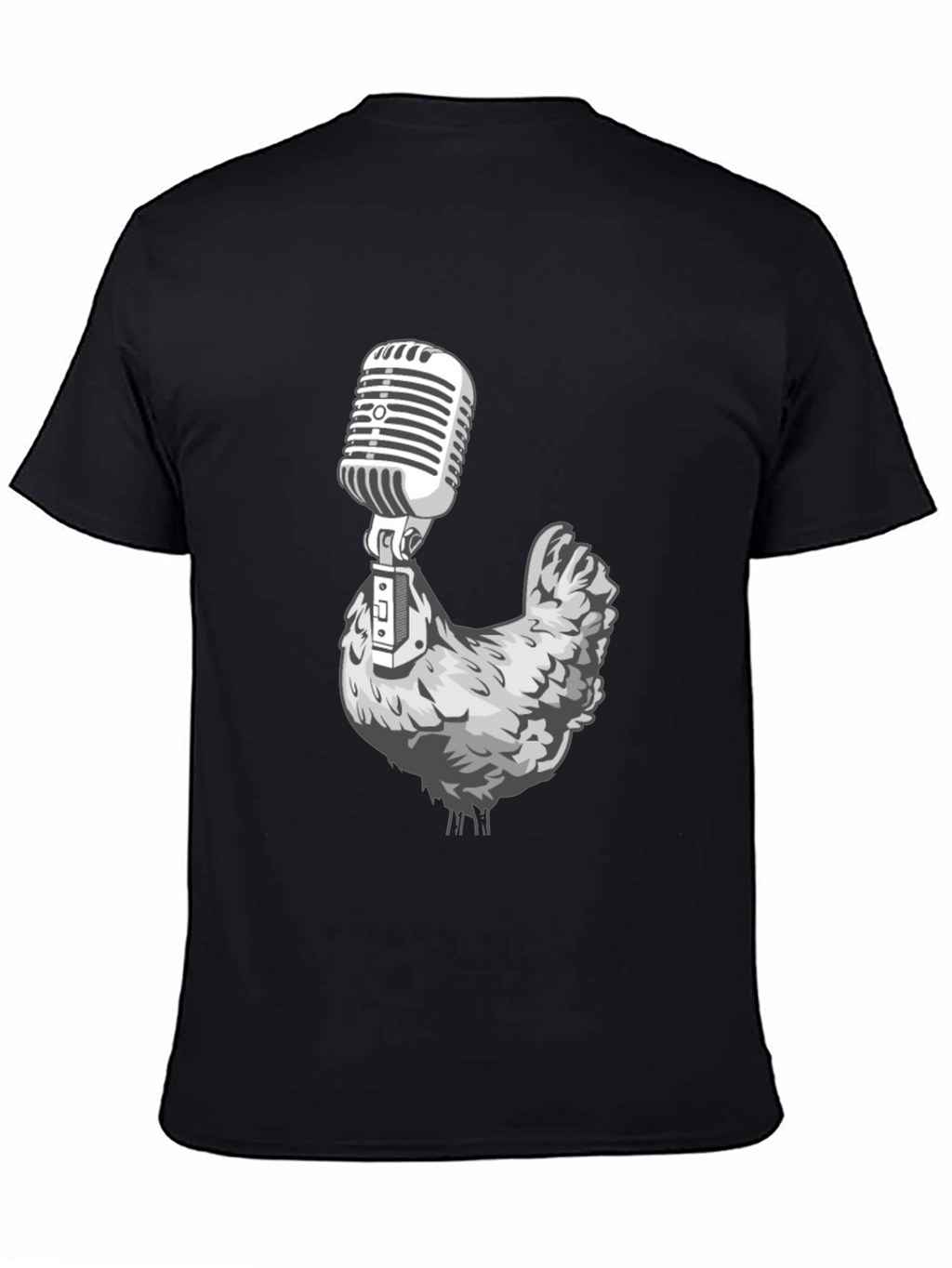 Chicken Microphone Graphic Tee - Black T-Shirt