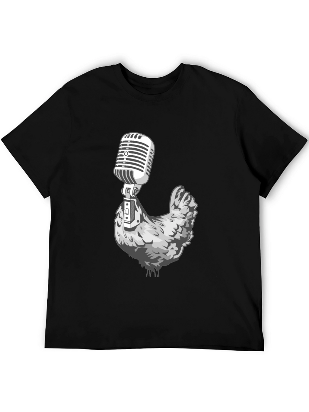 Chicken Microphone Graphic Tee - Black T-Shirt