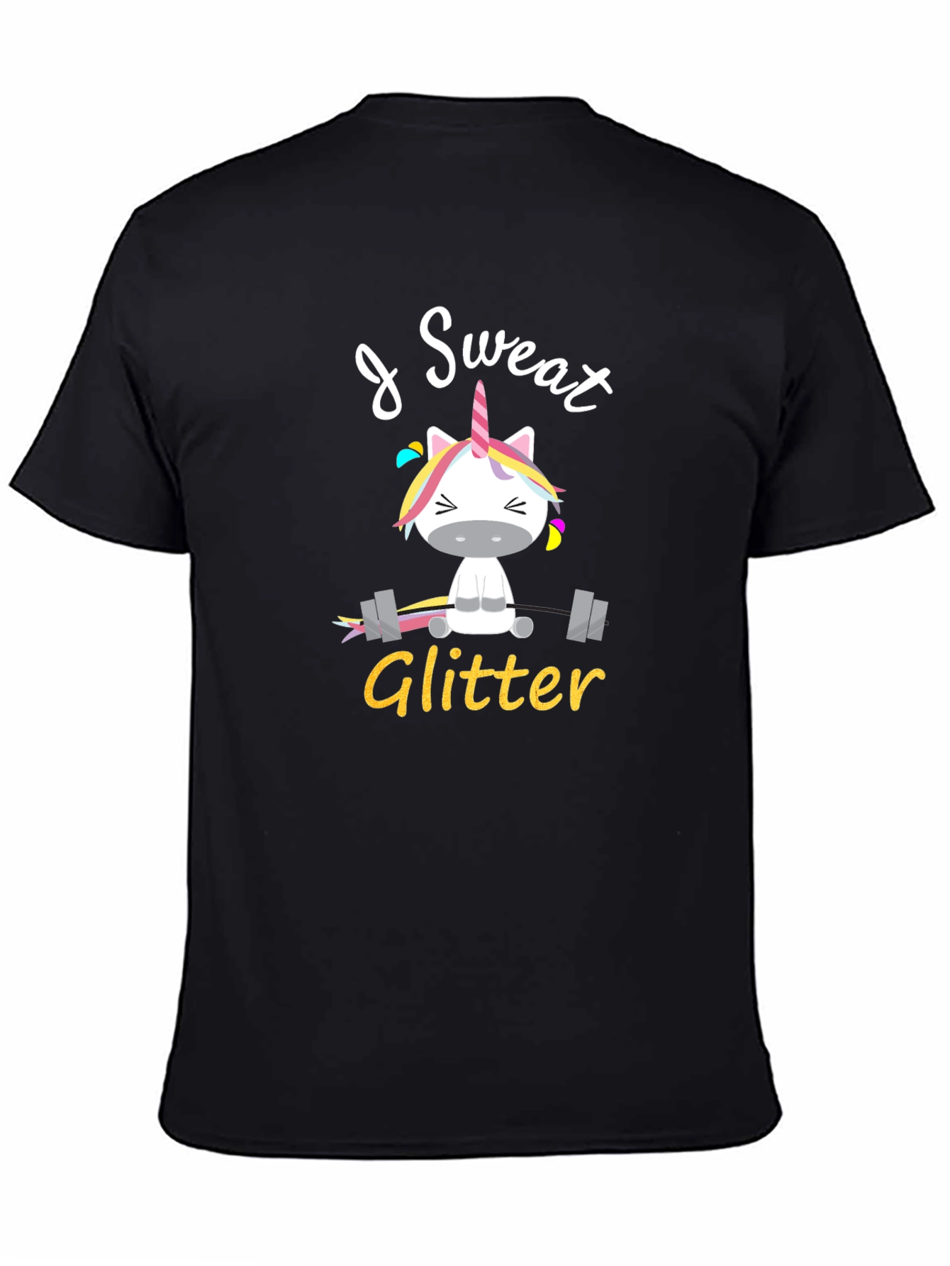 I Sweat Glitter Unicorn Graphic T-Shirt