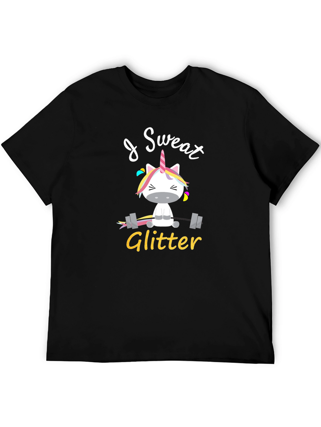 I Sweat Glitter Unicorn Graphic T-Shirt