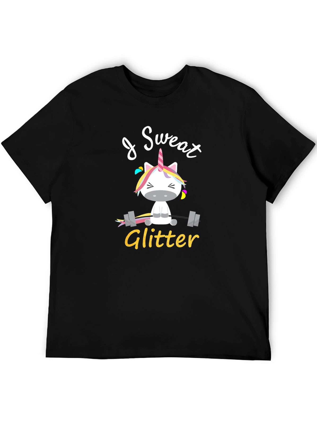 I Sweat Glitter Unicorn Graphic T-Shirt