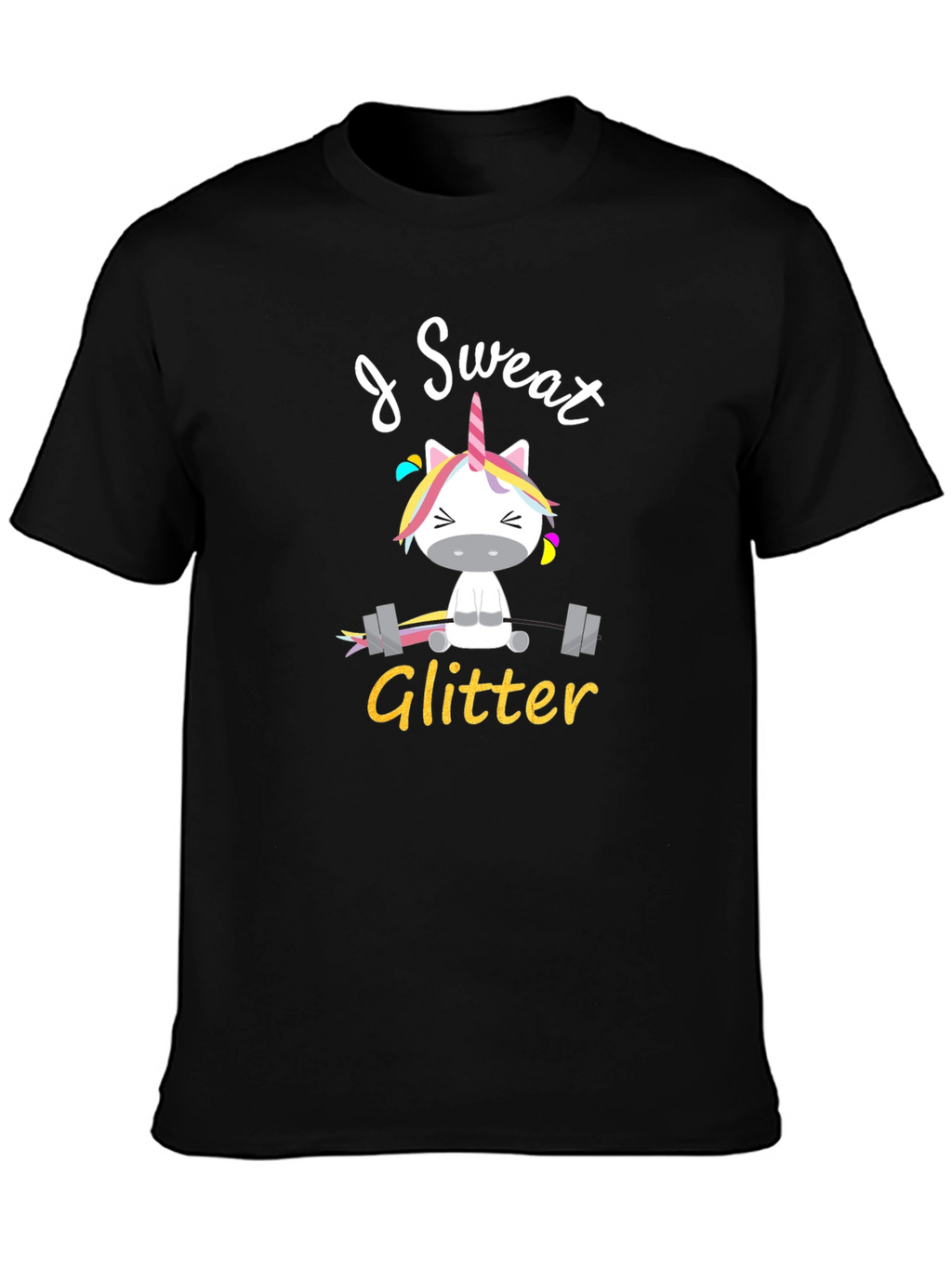 I Sweat Glitter Unicorn Graphic T-Shirt