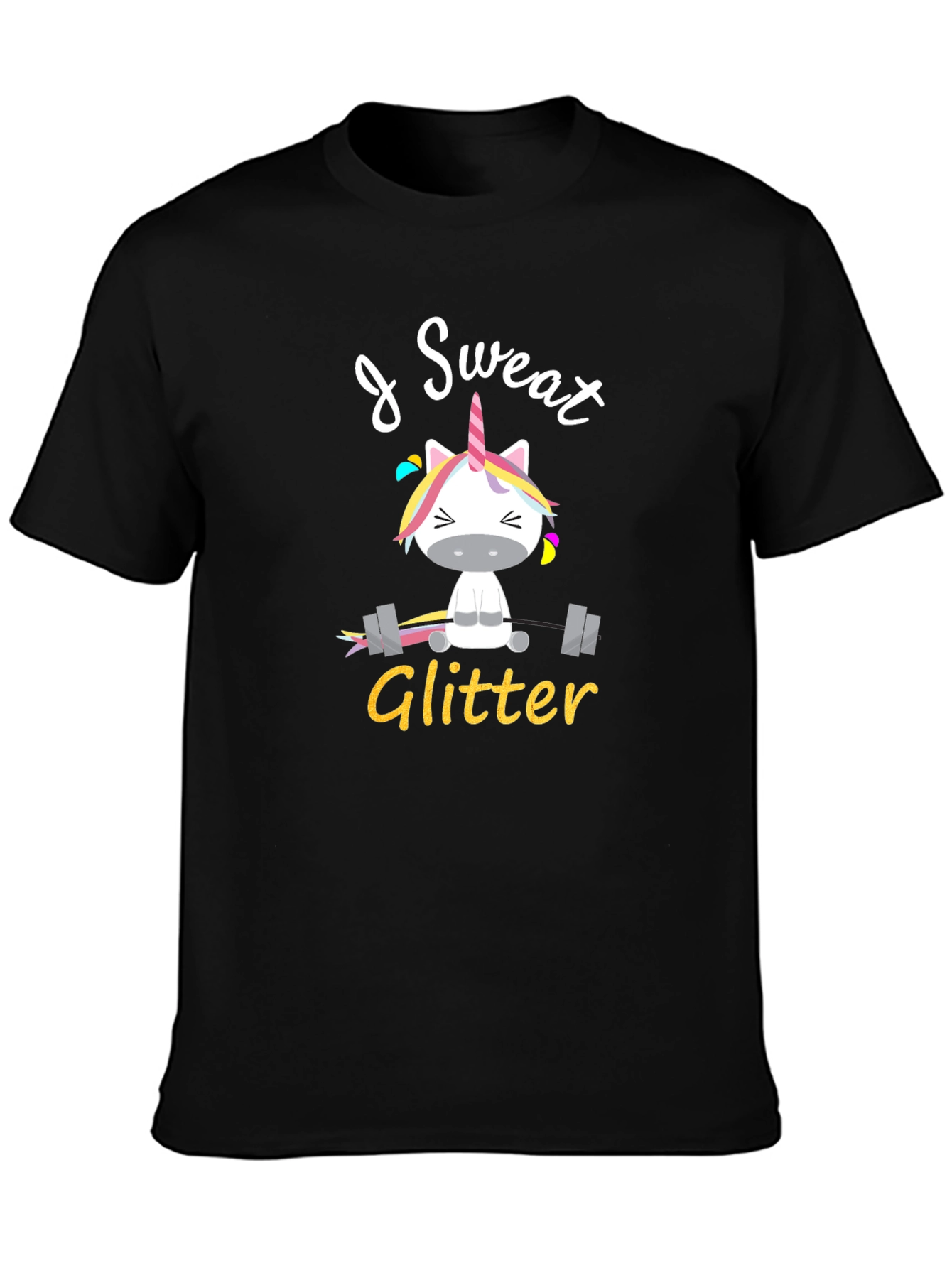 I Sweat Glitter Unicorn Graphic T-Shirt