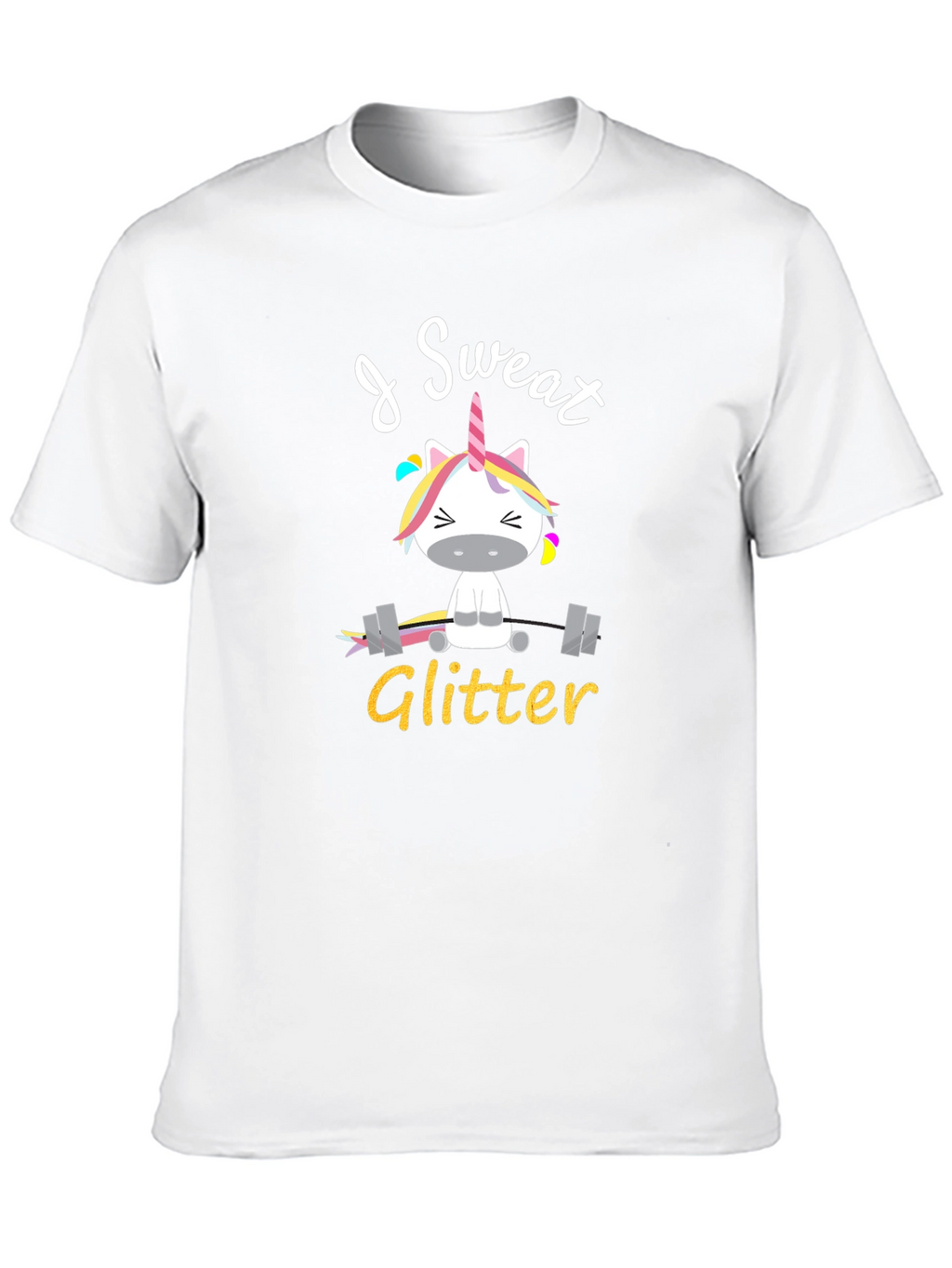I Sweat Glitter Unicorn Graphic T-Shirt