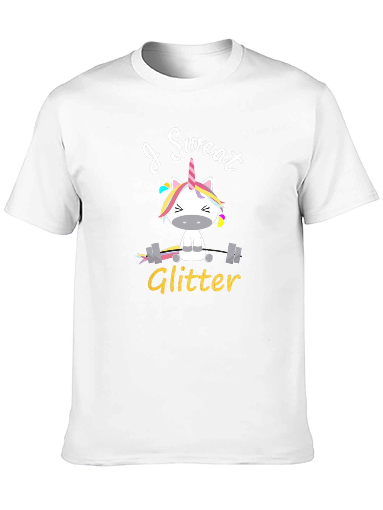 I Sweat Glitter Unicorn Graphic T-Shirt