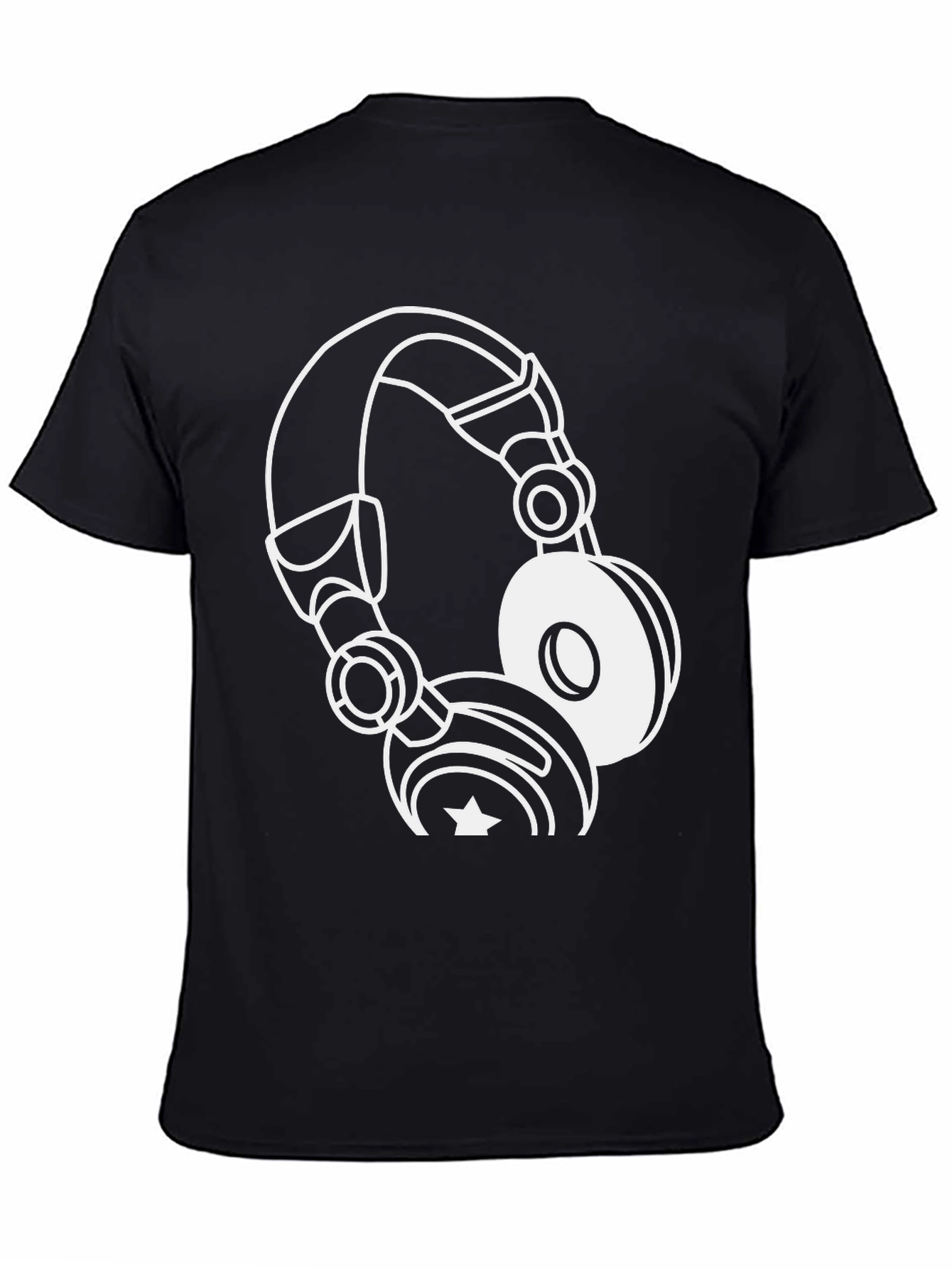 Cool Black T-Shirt with Headphones Graphic