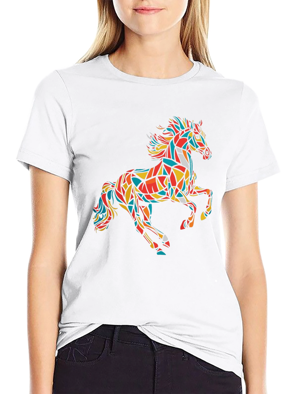 Geometric Horse Graphic Tee - Modern Art T-Shirt