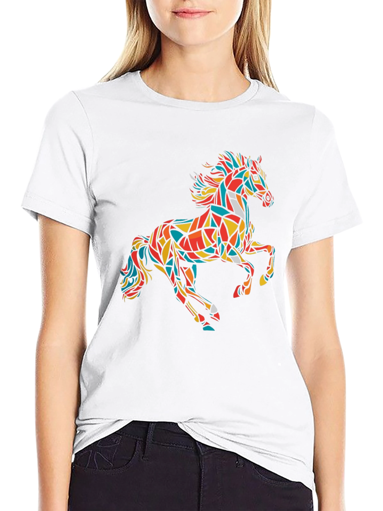 Geometric Horse Graphic Tee - Modern Art T-Shirt