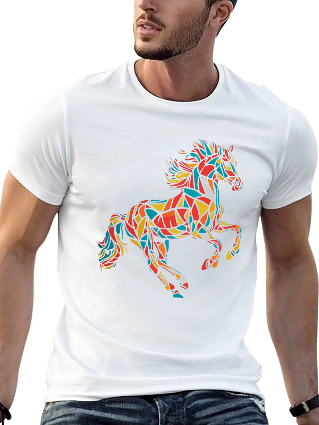 Geometric Horse Graphic Tee - Modern Art T-Shirt