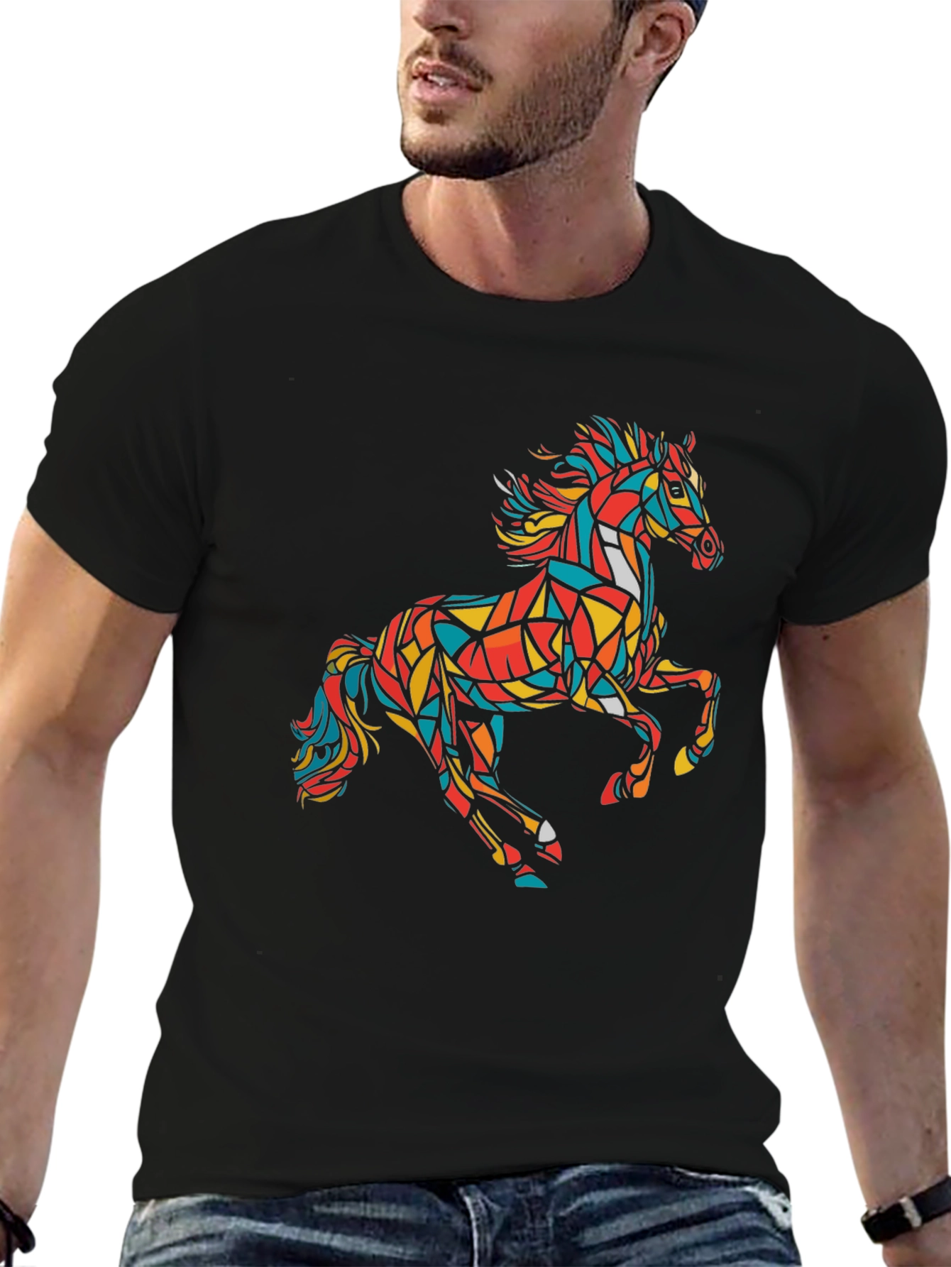 Geometric Horse Graphic Tee - Modern Art T-Shirt