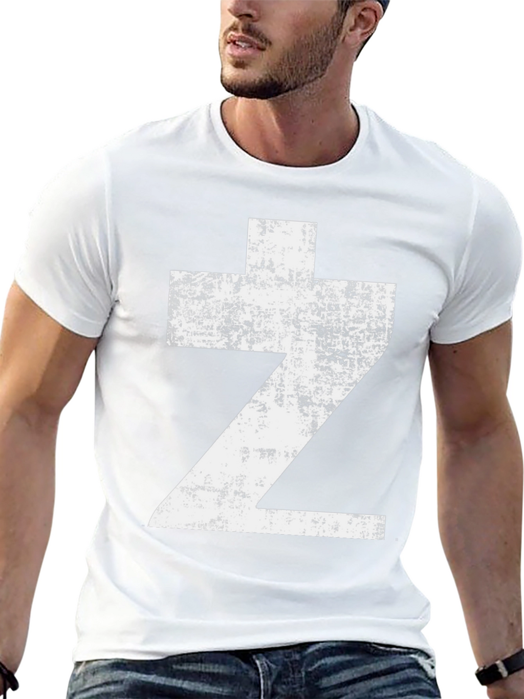 Distressed Z Graphic Tee - Black Cotton Casual Wear