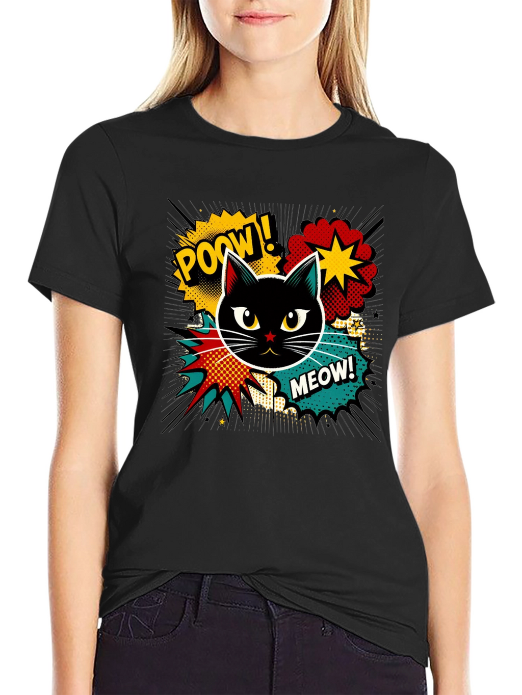 Retro Comic Cat T-Shirt - Cool Graphic Tee