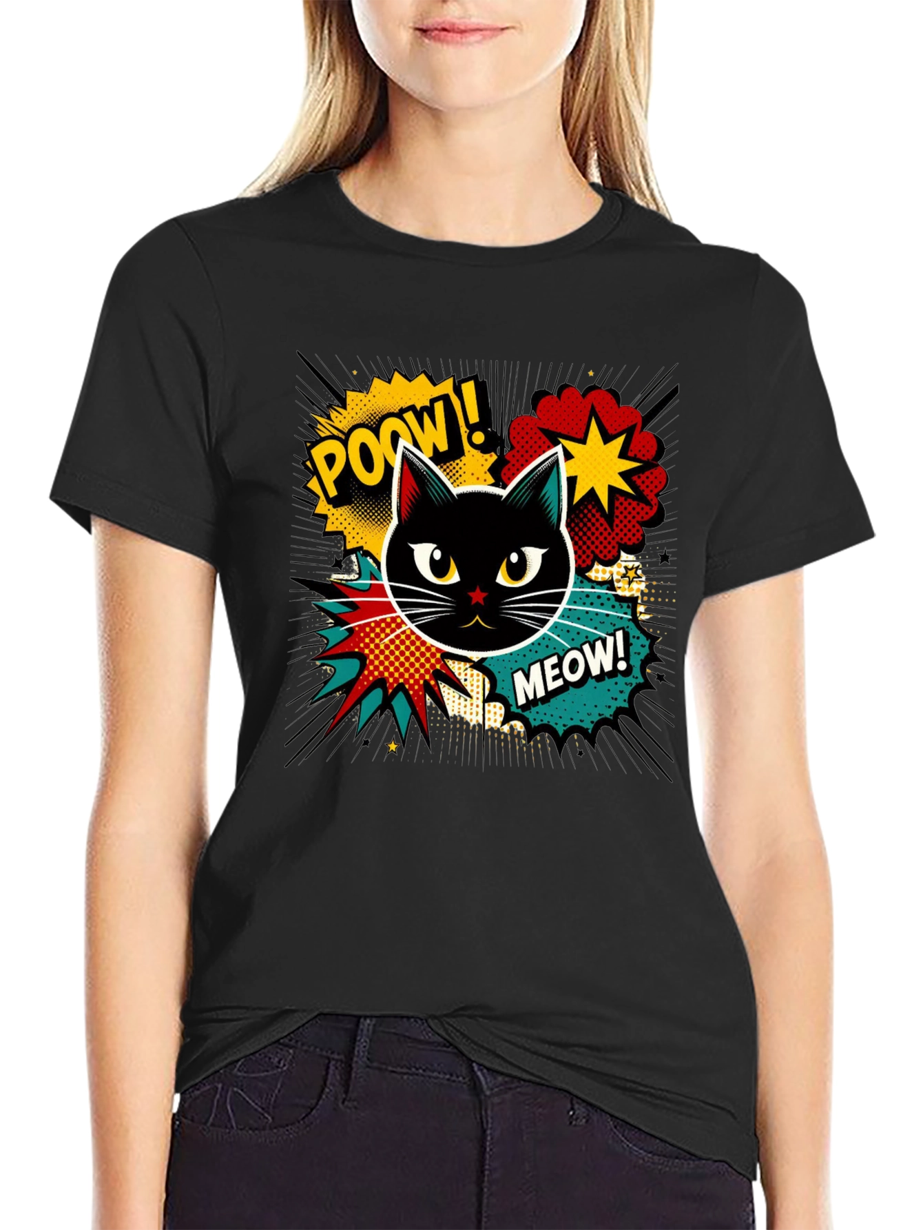 Retro Comic Cat T-Shirt - Cool Graphic Tee