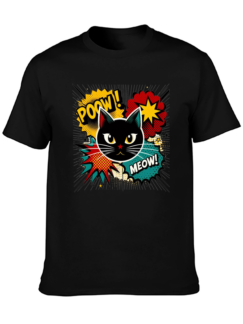 Retro Comic Cat T-Shirt - Cool Graphic Tee