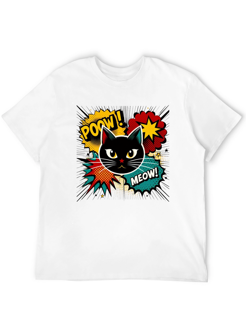 Retro Comic Cat T-Shirt - Cool Graphic Tee