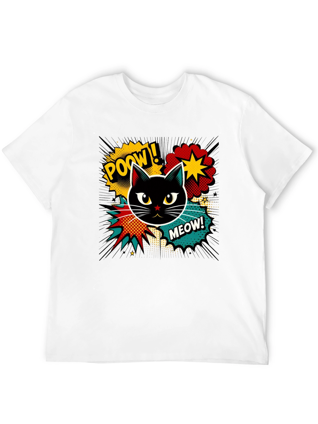 Retro Comic Cat T-Shirt - Cool Graphic Tee