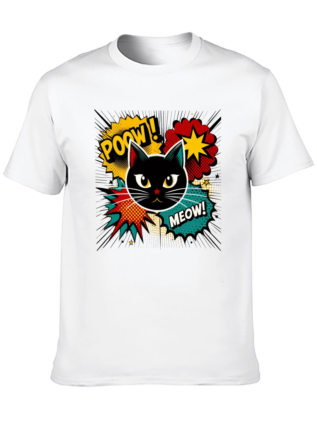 Retro Comic Cat T-Shirt - Cool Graphic Tee
