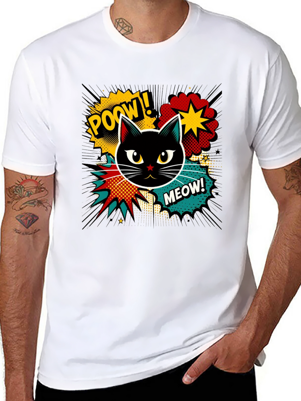 Retro Comic Cat T-Shirt - Cool Graphic Tee