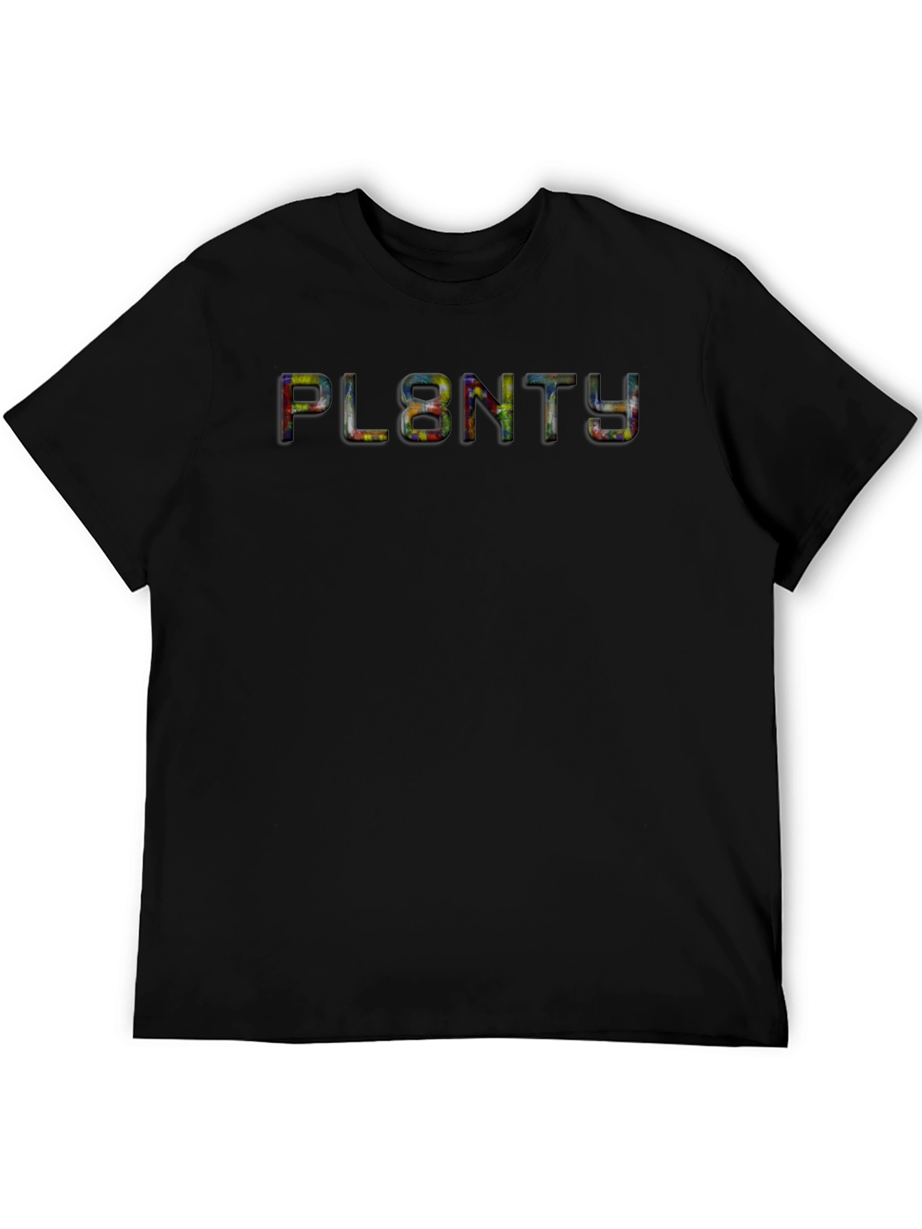 PL8NTY Graphic T-Shirt - Black Cotton Blend Tee