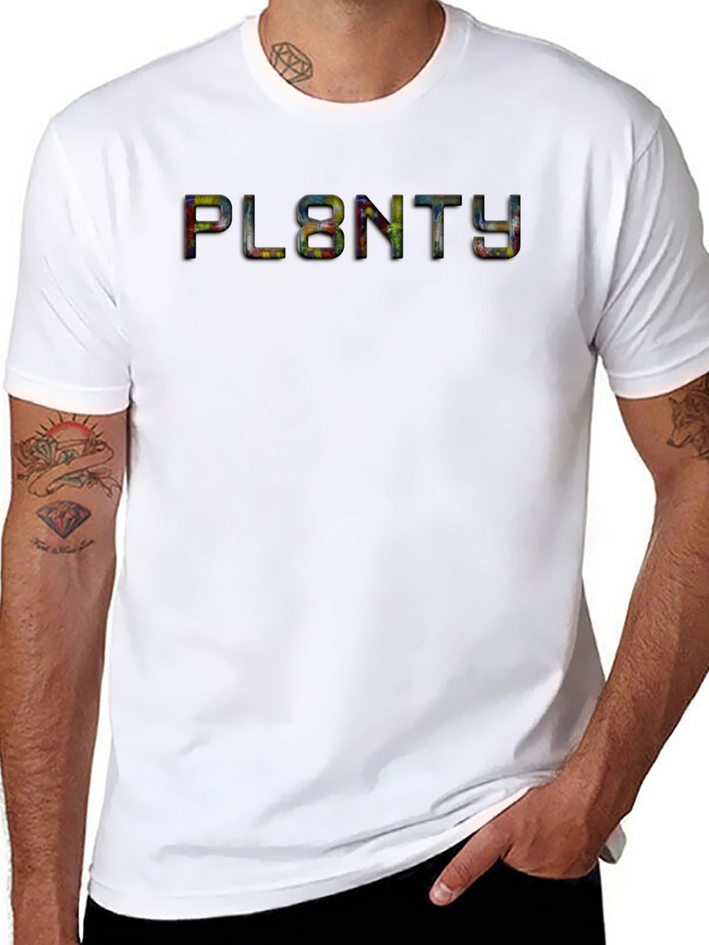 PL8NTY Graphic T-Shirt - Black Cotton Blend Tee