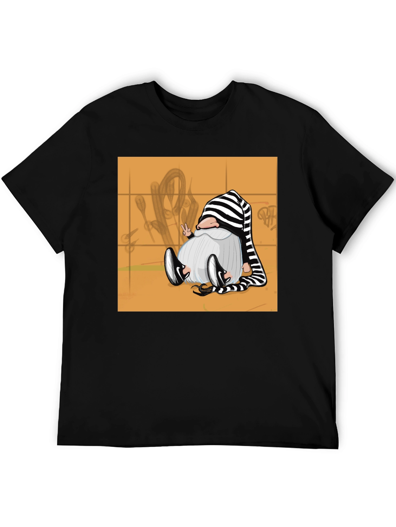 Striped Hat Gnome Graphic Tee