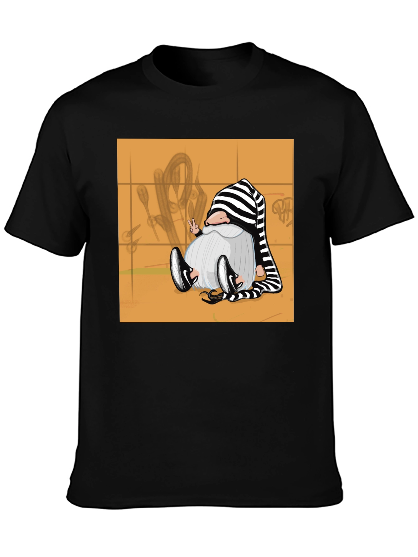 Striped Hat Gnome Graphic Tee