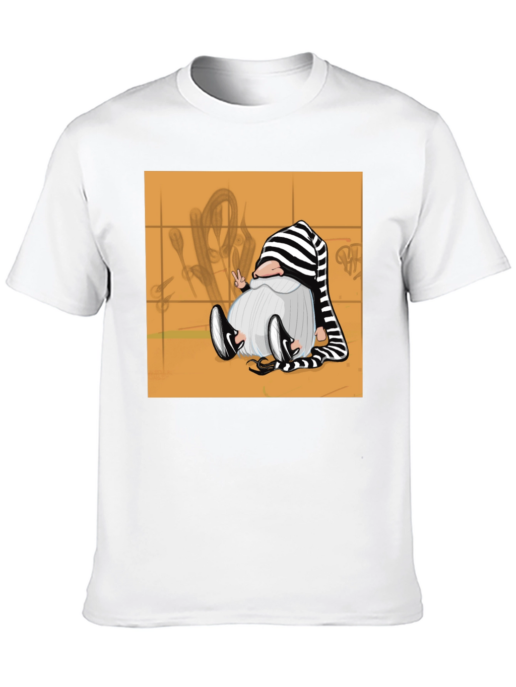 Striped Hat Gnome Graphic Tee