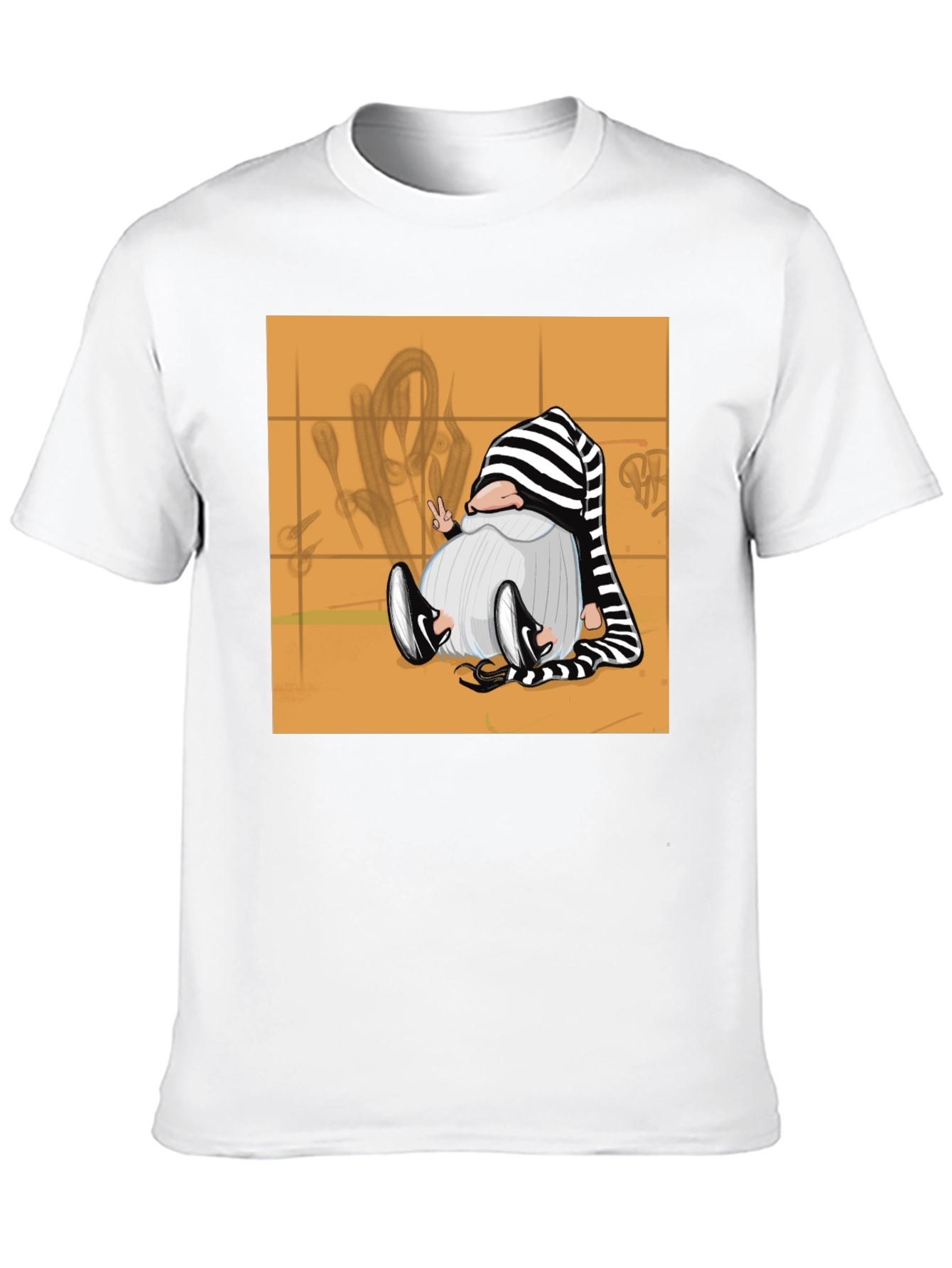Striped Hat Gnome Graphic Tee
