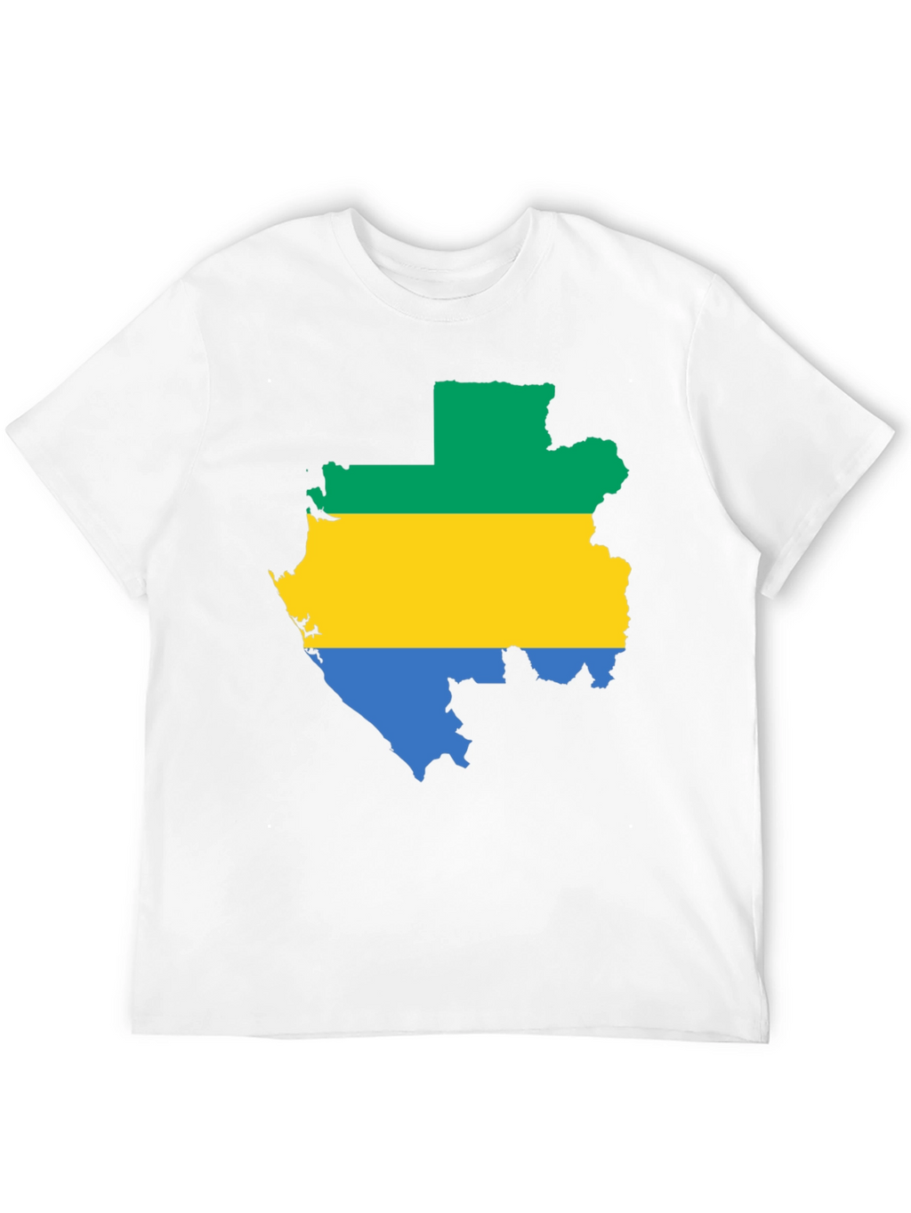 Gabon Flag Map T-Shirt - Black Cotton Tee